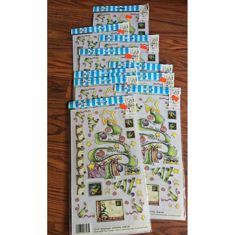 Bundle of 10 Christmas tree rub on transfers